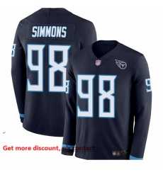 Titans 98 Jeffery Simmons Navy Blue Team Color Men Stitched Football Limited Therma Long Sleeve Jersey Titans 98 Jeffery Simmons Navy Blue Team Color Men Stitched Football Limited Therma Long Sleeve Jersey