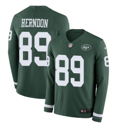 Nike Jets #89 Chris Herndon Green Team Color Men Stitched NFL Limited Therma Long Sleeve Jersey Nike Jets #89 Chris Herndon Green Team Color Men Stitched NFL Limited Therma Long Sleeve Jersey