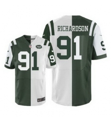 Nike Jets #91 Sheldon Richardson Green White Mens Stitched NFL Elite Split Jersey Nike Jets #91 Sheldon Richardson Green White Mens Stitched NFL Elite Split Jersey