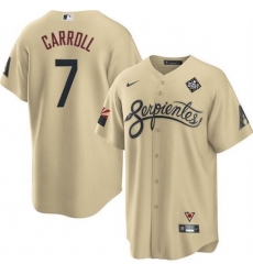 Men Arizona Diamondbacks 7 Corbin Carroll Gold 2023 World Series City Connect Cool Base Stitched Baseball Jersey Men Arizona Diamondbacks 7 Corbin Carroll Gold 2023 World Series City Connect Cool Base Stitched Baseball Jersey