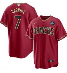Men Arizona Diamondbacks 7 Corbin Carroll Red 2023 World Series Cool Base Stitched Baseball Jersey Men Arizona Diamondbacks 7 Corbin Carroll Red 2023 World Series Cool Base Stitched Baseball Jersey