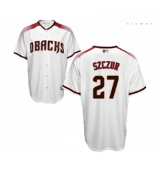 Mens Arizona Diamondbacks 27 Matt Szczur Replica White Home Cool Base Baseball Jersey Mens Arizona Diamondbacks 27 Matt Szczur Replica White Home Cool Base Baseball Jersey