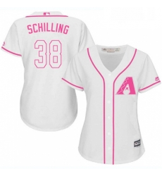 Womens Majestic Arizona Diamondbacks 38 Curt Schilling Replica White Fashion MLB Jersey Womens Majestic Arizona Diamondbacks 38 Curt Schilling Replica White Fashion MLB Jersey