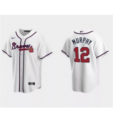 Men Atlanta Braves 12 Sean Murphy White Cool Base Stitched Baseball Jersey Men Atlanta Braves 12 Sean Murphy White Cool Base Stitched Baseball Jersey