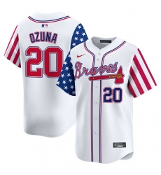 Men Atlanta Braves 20 Marcell Ozuna White 2024 Independence Day Vapor Limited Stitched Baseball Jersey Men Atlanta Braves 20 Marcell Ozuna White 2024 Independence Day Vapor Limited Stitched Baseball Jersey
