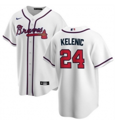 Men Atlanta Braves 24 Jarred Kelenic White Cool Base Stitched Baseball Jersey Men Atlanta Braves 24 Jarred Kelenic White Cool Base Stitched Baseball Jersey