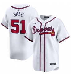 Men Atlanta Braves 51 Chris Sale White 2024 Home Limited Stitched Baseball Jersey Men Atlanta Braves 51 Chris Sale White 2024 Home Limited Stitched Baseball Jersey