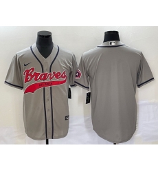Men Atlanta Braves Blank Gray Cool Base With Patch Stitched Baseball Jersey Men Atlanta Braves Blank Gray Cool Base With Patch Stitched Baseball Jersey