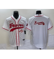 Men Atlanta Braves White Team Big Logo Cool Base With Patch Stitched Baseball Jersey Men Atlanta Braves White Team Big Logo Cool Base With Patch Stitched Baseball Jersey