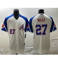 Men's Atlanta Braves #27 Austin Riley Number White 2023 City Connect Cool Base Stitched Jerseys Men's Atlanta Braves #27 Austin Riley Number White 2023 City Connect Cool Base Stitched Jerseys