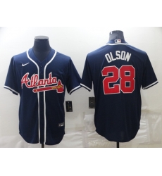 Men's Atlanta Braves #28 Matt Olson Navy Blue Stitched MLB Cool Base Nike Jersey Men's Atlanta Braves #28 Matt Olson Navy Blue Stitched MLB Cool Base Nike Jersey