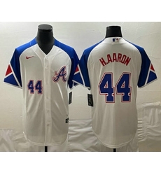 Mens Atlanta Braves #44 Hank Aaron Number White 2023 City Connect Cool Base Stitched Jersey Mens Atlanta Braves #44 Hank Aaron Number White 2023 City Connect Cool Base Stitched Jersey