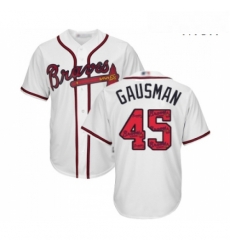 Mens Atlanta Braves 45 Kevin Gausman Authentic White Team Logo Fashion Cool Base Baseball Jersey Mens Atlanta Braves 45 Kevin Gausman Authentic White Team Logo Fashion Cool Base Baseball Jersey