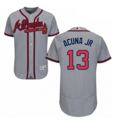 Mens Majestic Atlanta Braves 13 Ronald Acuna Jr Grey Road Flex Base Authentic Collection MLB Jersey Mens Majestic Atlanta Braves 13 Ronald Acuna Jr Grey Road Flex Base Authentic Collection MLB Jersey