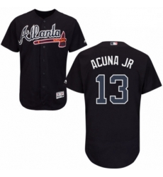 Mens Majestic Atlanta Braves 13 Ronald Acuna Jr Navy Blue Alternate Flex Base Authentic Collection MLB Jersey Mens Majestic Atlanta Braves 13 Ronald Acuna Jr Navy Blue Alternate Flex Base Authentic Collection MLB Jersey