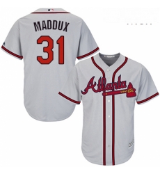 Mens Majestic Atlanta Braves 31 Greg Maddux Replica Grey Road Cool Base MLB Jersey Mens Majestic Atlanta Braves 31 Greg Maddux Replica Grey Road Cool Base MLB Jersey