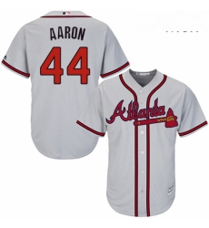 Mens Majestic Atlanta Braves 44 Hank Aaron Replica Grey Road Cool Base MLB Jersey Mens Majestic Atlanta Braves 44 Hank Aaron Replica Grey Road Cool Base MLB Jersey
