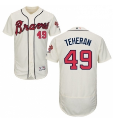 Mens Majestic Atlanta Braves 49 Julio Teheran Cream Alternate Flex Base Authentic Collection MLB Jersey Mens Majestic Atlanta Braves 49 Julio Teheran Cream Alternate Flex Base Authentic Collection MLB Jersey