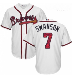 Mens Majestic Atlanta Braves 7 Dansby Swanson Authentic White Team Logo Fashion Cool Base MLB Jersey Mens Majestic Atlanta Braves 7 Dansby Swanson Authentic White Team Logo Fashion Cool Base MLB Jersey