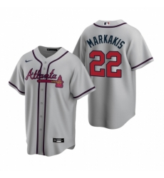 Mens Nike Atlanta Braves 22 Nick Markakis Gray Road Stitched Baseball Jerse Mens Nike Atlanta Braves 22 Nick Markakis Gray Road Stitched Baseball Jerse