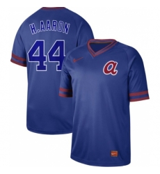 Mens Nike Atlanta Braves 44 Hank Aaron Royal Authentic Cooperstown Collection Stitched Baseball Jerse Mens Nike Atlanta Braves 44 Hank Aaron Royal Authentic Cooperstown Collection Stitched Baseball Jerse