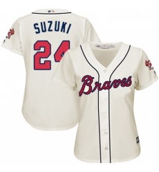Womens Majestic Atlanta Braves 24 Kurt Suzuki Authentic Cream Alternate 2 Cool Base MLB Jersey Womens Majestic Atlanta Braves 24 Kurt Suzuki Authentic Cream Alternate 2 Cool Base MLB Jersey