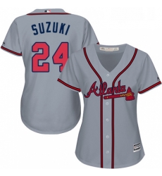 Womens Majestic Atlanta Braves 24 Kurt Suzuki Replica Grey Road Cool Base MLB Jersey Womens Majestic Atlanta Braves 24 Kurt Suzuki Replica Grey Road Cool Base MLB Jersey
