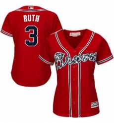 Womens Majestic Atlanta Braves 3 Babe Ruth Replica Red Alternate Cool Base MLB Jersey Womens Majestic Atlanta Braves 3 Babe Ruth Replica Red Alternate Cool Base MLB Jersey