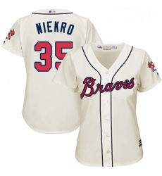 Womens Majestic Atlanta Braves 35 Phil Niekro Replica Cream Alternate 2 Cool Base MLB Jersey Womens Majestic Atlanta Braves 35 Phil Niekro Replica Cream Alternate 2 Cool Base MLB Jersey