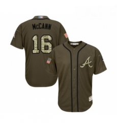 Youth Atlanta Braves 16 Brian McCann Authentic Green Salute to Service Baseball Jersey Youth Atlanta Braves 16 Brian McCann Authentic Green Salute to Service Baseball Jersey