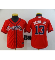 Youth Braves 13 Ronald Acuna Jr Red Youth 2020 Nike Cool Base Jersey Youth Braves 13 Ronald Acuna Jr Red Youth 2020 Nike Cool Base Jersey