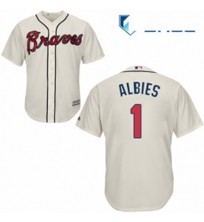 Youth Majestic Atlanta Braves 1 Ozzie Albies Replica Cream Alternate 2 Cool Base MLB Jersey Youth Majestic Atlanta Braves 1 Ozzie Albies Replica Cream Alternate 2 Cool Base MLB Jersey
