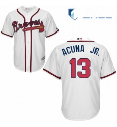 Youth Majestic Atlanta Braves 13 Ronald Acuna Jr Replica White Home Cool Base MLB Jersey Youth Majestic Atlanta Braves 13 Ronald Acuna Jr Replica White Home Cool Base MLB Jersey