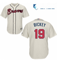 Youth Majestic Atlanta Braves 19 RA Dickey Replica Cream Alternate 2 Cool Base MLB Jersey Youth Majestic Atlanta Braves 19 RA Dickey Replica Cream Alternate 2 Cool Base MLB Jersey