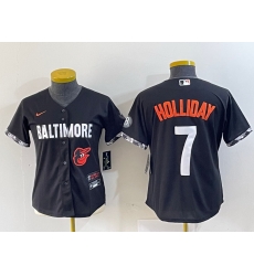 Women Baltimore Orioles 7 Jackson Holliday Black 2023 City Connect Cool base jerseys Women Baltimore Orioles 7 Jackson Holliday Black 2023 City Connect Cool base jerseys