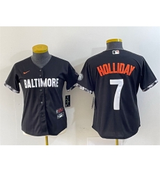Women Baltimore Orioles 7 Jackson Holliday Black 2023 City Connect Stitched Baseball Jersey Women Baltimore Orioles 7 Jackson Holliday Black 2023 City Connect Stitched Baseball Jersey