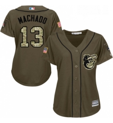 Womens Majestic Baltimore Orioles 13 Manny Machado Replica Green Salute to Service MLB Jersey Womens Majestic Baltimore Orioles 13 Manny Machado Replica Green Salute to Service MLB Jersey