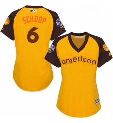 Womens Majestic Baltimore Orioles 6 Jonathan Schoop Authentic Yellow 2016 All Star American League BP Cool Base MLB Jersey Womens Majestic Baltimore Orioles 6 Jonathan Schoop Authentic Yellow 2016 All Star American League BP Cool Base MLB Jersey