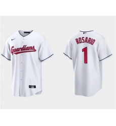 Men Cleveland Guardians 1 Amed Rosario White Cool Base Stitched Jersey Men Cleveland Guardians 1 Amed Rosario White Cool Base Stitched Jersey