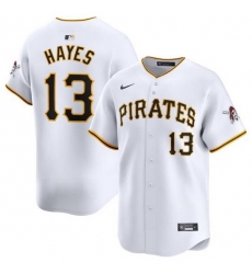 Men Pittsburgh Pirates 13 Ke 27Bryan Hayes White Home Limited Stitched Baseball Jersey Men Pittsburgh Pirates 13 Ke 27Bryan Hayes White Home Limited Stitched Baseball Jersey