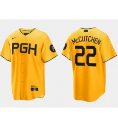Men Pittsburgh Pirates 22 Andrew McCutchen Gold 2023 City Connect Stitched Jersey Men Pittsburgh Pirates 22 Andrew McCutchen Gold 2023 City Connect Stitched Jersey