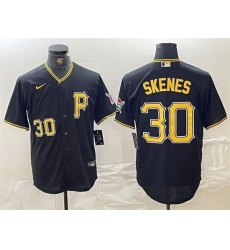 Men Pittsburgh Pirates 30 Paul Skenes Black Stitched Baseball Jersey Men Pittsburgh Pirates 30 Paul Skenes Black Stitched Baseball Jersey
