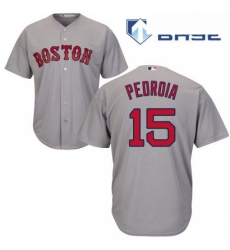 Mens Majestic Boston Red Sox 15 Dustin Pedroia Replica Grey Road Cool Base MLB Jersey Mens Majestic Boston Red Sox 15 Dustin Pedroia Replica Grey Road Cool Base MLB Jersey