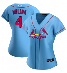 St Louis St.Louis Cardinals 4 Yadier Molina Nike Women Alternate 2020 MLB Player Jersey Light Blue St Louis St.Louis Cardinals 4 Yadier Molina Nike Women Alternate 2020 MLB Player Jersey Light Blue