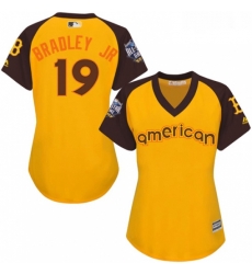 Womens Majestic Boston Red Sox 19 Jackie Bradley Jr Authentic Yellow 2016 All Star American League BP Cool Base MLB Jersey Womens Majestic Boston Red Sox 19 Jackie Bradley Jr Authentic Yellow 2016 All Star American League BP Cool Base MLB Jersey