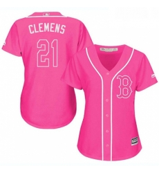 Womens Majestic Boston Red Sox 21 Roger Clemens Replica Pink Fashion MLB Jersey Womens Majestic Boston Red Sox 21 Roger Clemens Replica Pink Fashion MLB Jersey