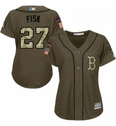 Womens Majestic Boston Red Sox 27 Carlton Fisk Authentic Green Salute to Service 2018 World Series Champions MLB Jersey Womens Majestic Boston Red Sox 27 Carlton Fisk Authentic Green Salute to Service 2018 World Series Champions MLB Jersey