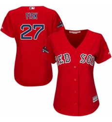 Womens Majestic Boston Red Sox 27 Carlton Fisk Authentic Red Alternate Home 2018 World Series Champions MLB Jersey Womens Majestic Boston Red Sox 27 Carlton Fisk Authentic Red Alternate Home 2018 World Series Champions MLB Jersey