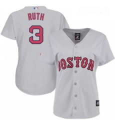 Womens Majestic Boston Red Sox 3 Babe Ruth Replica Grey Road MLB Jersey Womens Majestic Boston Red Sox 3 Babe Ruth Replica Grey Road MLB Jersey