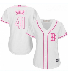Womens Majestic Boston Red Sox 41 Chris Sale Replica White Fashion MLB Jersey Womens Majestic Boston Red Sox 41 Chris Sale Replica White Fashion MLB Jersey
